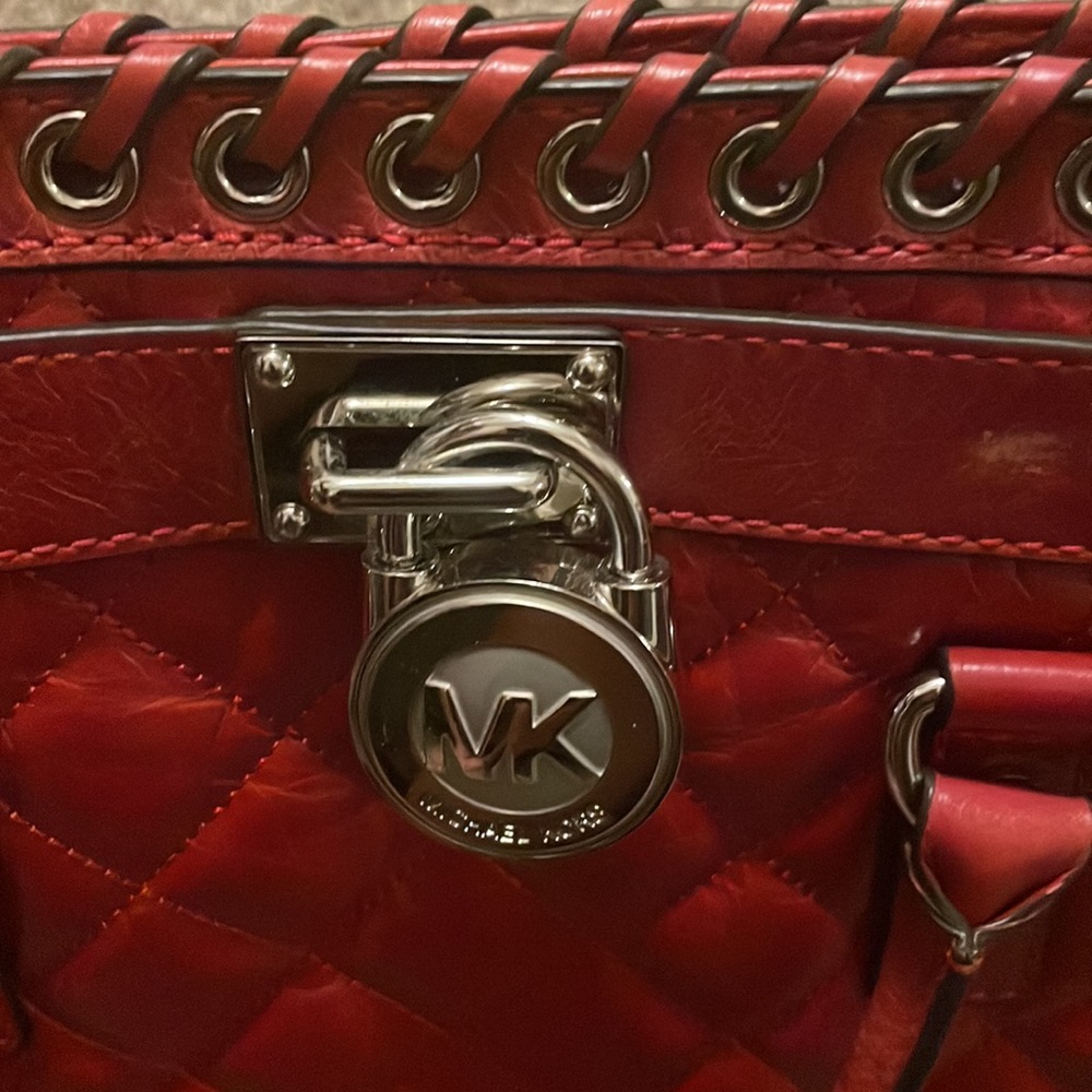 Dark Red/Silver Hardware Michael Kors Hamilton Bag - Picture 3 of 6